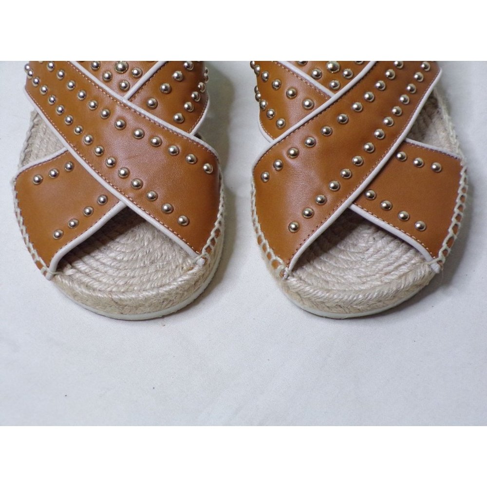 🆕 SEE BY CHLOE Pia Studded Slides Espadrille Sandals Tan 7 - Picture 8 of 9